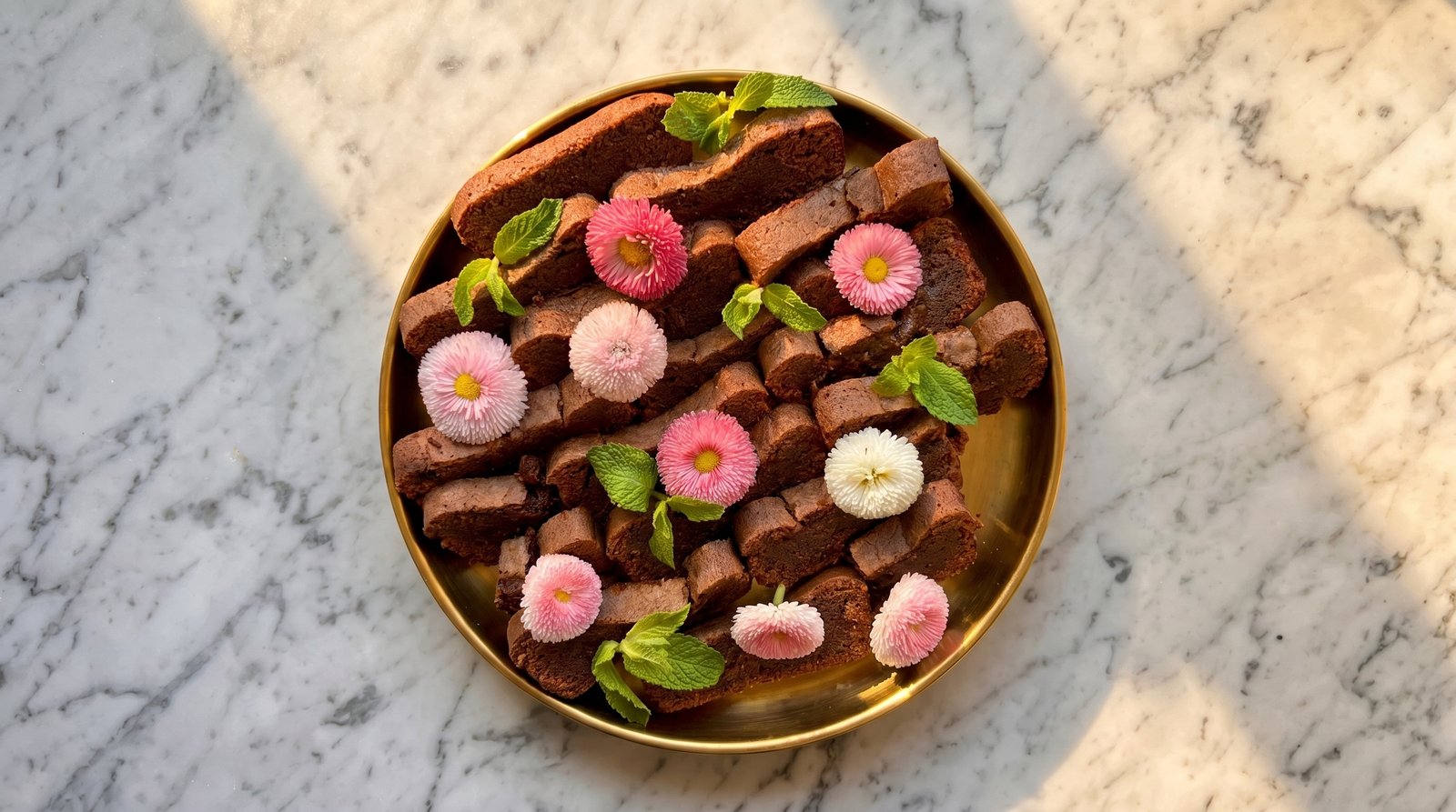 Brownies aux fleurs comestibles