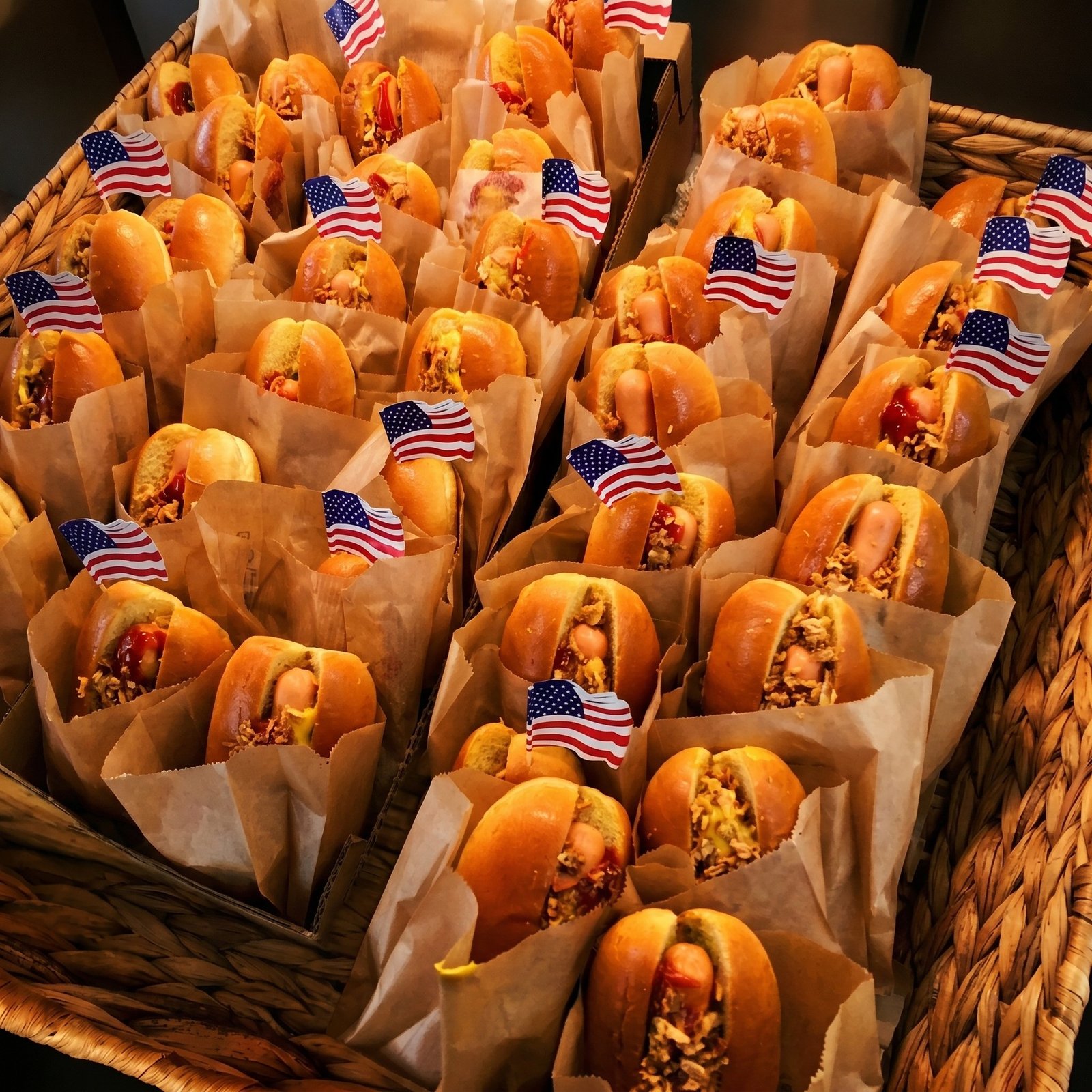 Hot-dogs USA, oignons frits